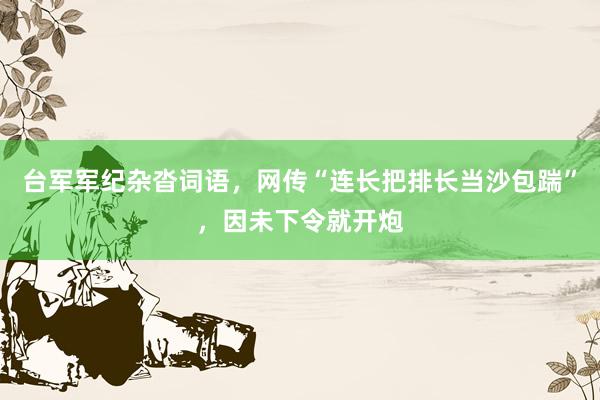 台军军纪杂沓词语，网传“连长把排长当沙包踹”，因未下令就开炮