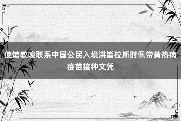 使馆教唆联系中国公民入境洪皆拉斯时佩带黄热病疫苗接种文凭