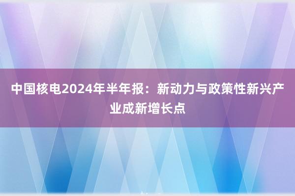 中国核电2024年半年报：新动力与政策性新兴产业成新增长点