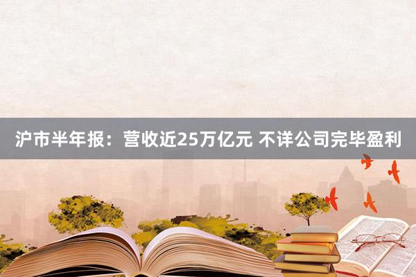 沪市半年报：营收近25万亿元 不详公司完毕盈利