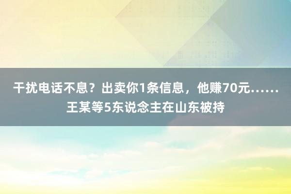 干扰电话不息？出卖你1条信息，他赚70元……王某等5东说念主在山东被持