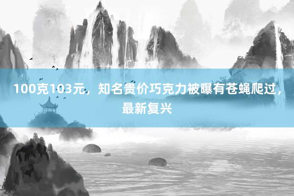 100克103元，知名贵价巧克力被曝有苍蝇爬过，最新复兴