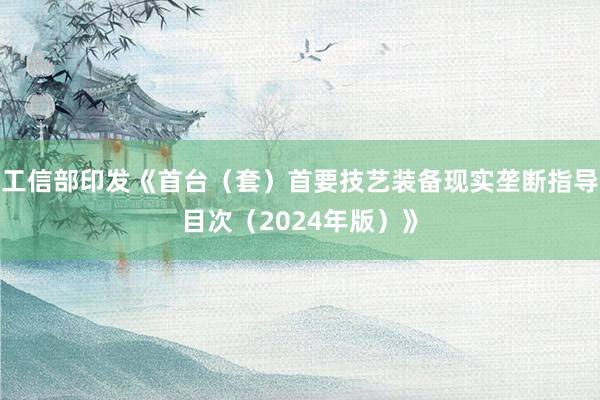 工信部印发《首台（套）首要技艺装备现实垄断指导目次（2024年版）》