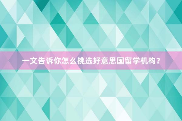 一文告诉你怎么挑选好意思国留学机构？