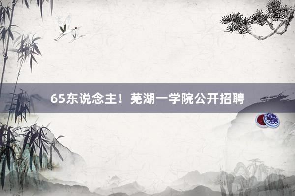 65东说念主！芜湖一学院公开招聘