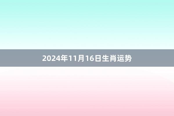 2024年11月16日生肖运势